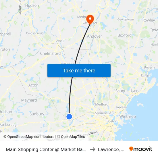Main Shopping Center @ Market Basket to Lawrence, MA map