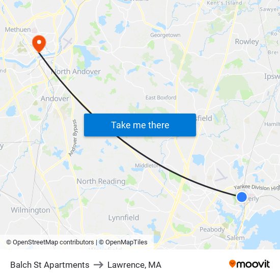Balch St Apartments to Lawrence, MA map