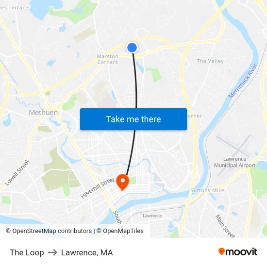 The Loop to Lawrence, MA map