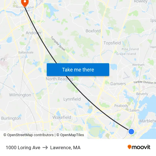 1000 Loring Ave to Lawrence, MA map