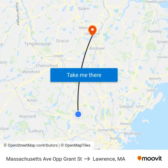 Massachusetts Ave Opp Grant St to Lawrence, MA map