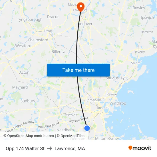 Opp 174 Walter St to Lawrence, MA map