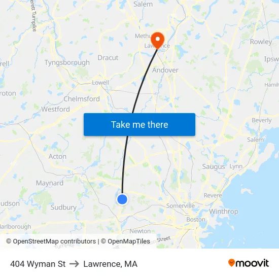 404 Wyman St to Lawrence, MA map