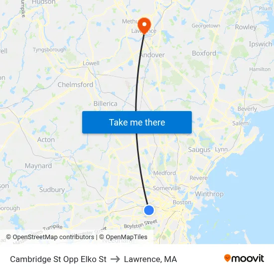 Cambridge St Opp Elko St to Lawrence, MA map