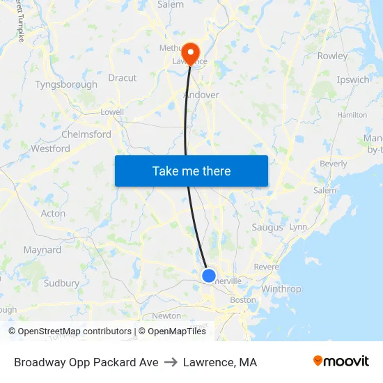 Broadway Opp Packard Ave to Lawrence, MA map