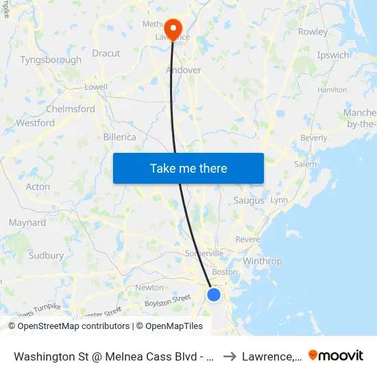 Washington St @ Melnea Cass Blvd - Silver Line to Lawrence, MA map