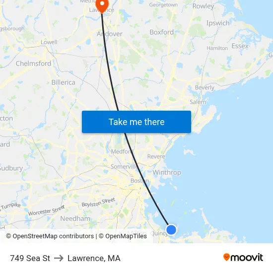 749 Sea St to Lawrence, MA map