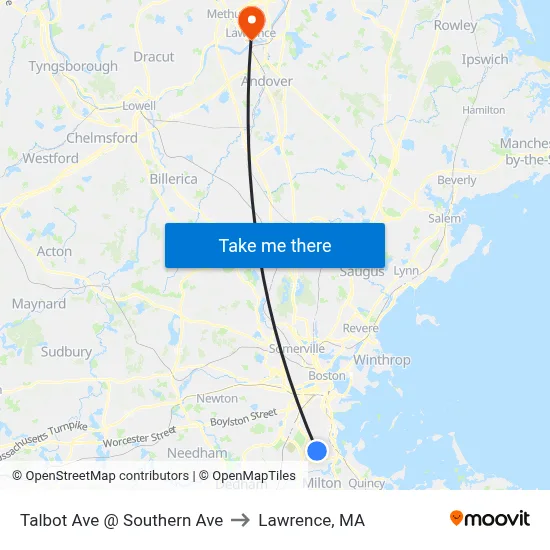Talbot Ave @ Southern Ave to Lawrence, MA map