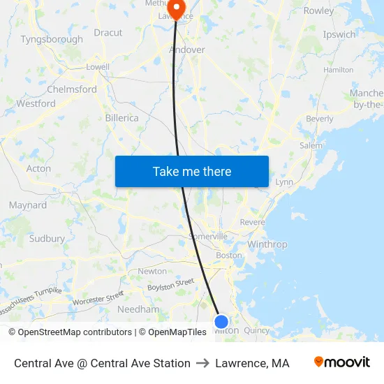 Central Ave @ Central Ave Station to Lawrence, MA map