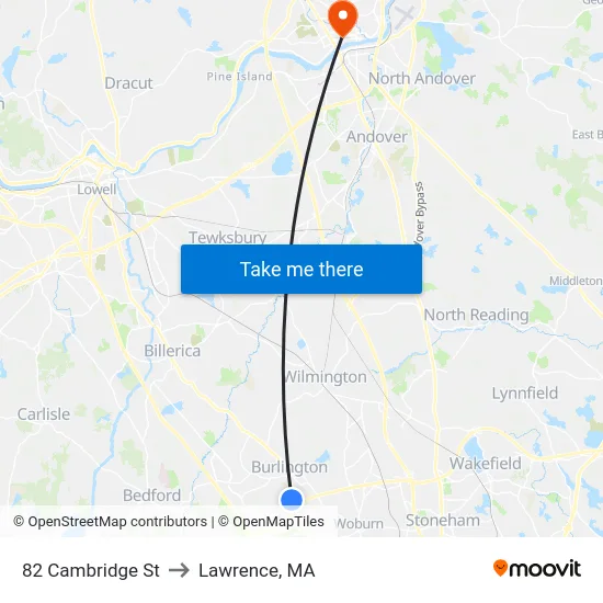 82 Cambridge St to Lawrence, MA map