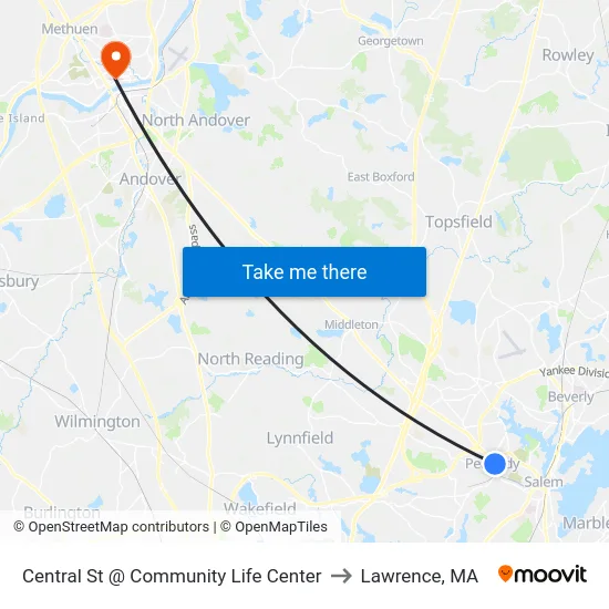 Central St @ Community Life Center to Lawrence, MA map