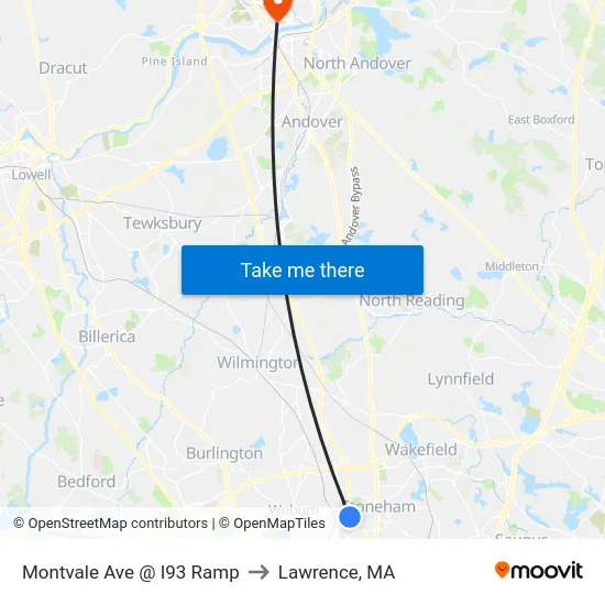 Montvale Ave @ I93 Ramp to Lawrence, MA map
