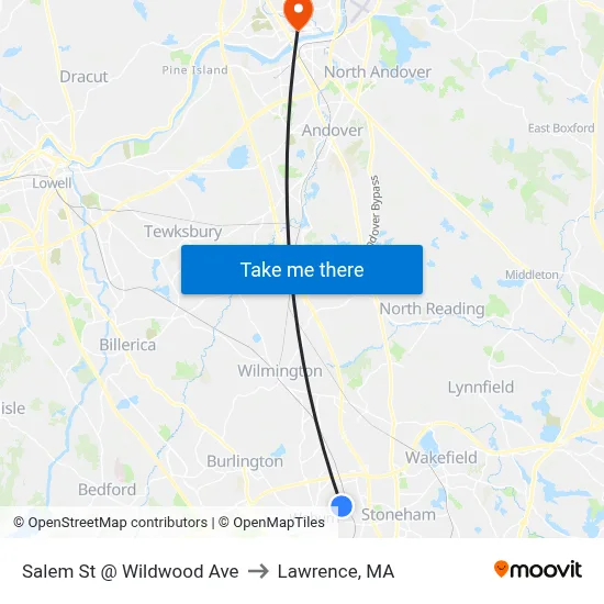 Salem St @ Wildwood Ave to Lawrence, MA map