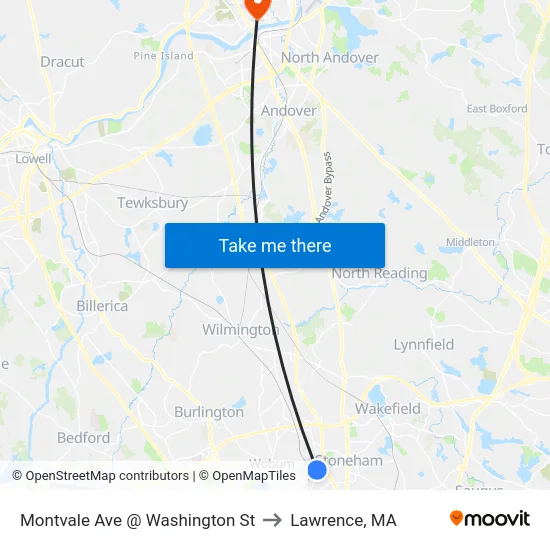 Montvale Ave @ Washington St to Lawrence, MA map