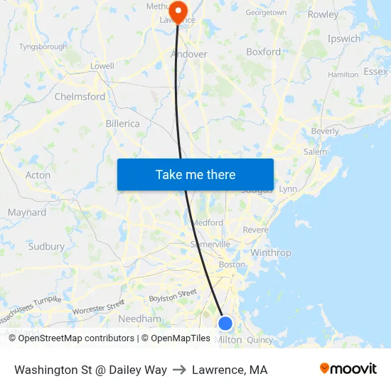 Washington St @ Dailey Way to Lawrence, MA map