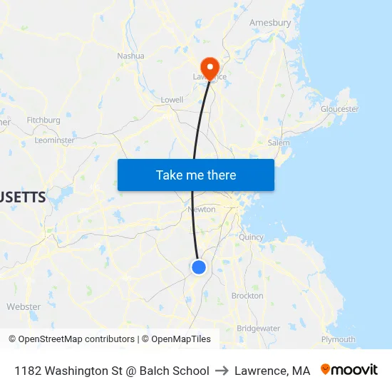 1182 Washington St @ Balch School to Lawrence, MA map