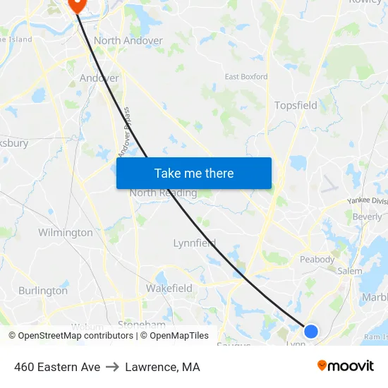 460 Eastern Ave to Lawrence, MA map