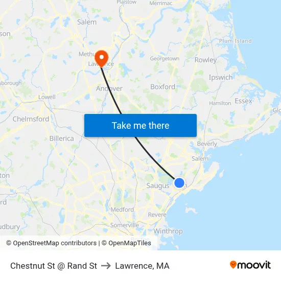 Chestnut St @ Rand St to Lawrence, MA map