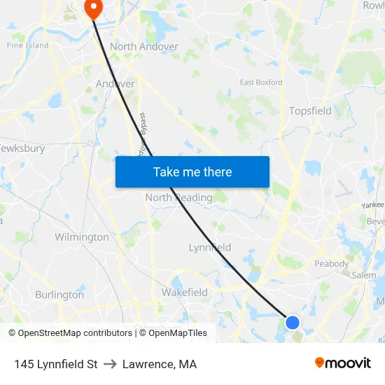 145 Lynnfield St to Lawrence, MA map