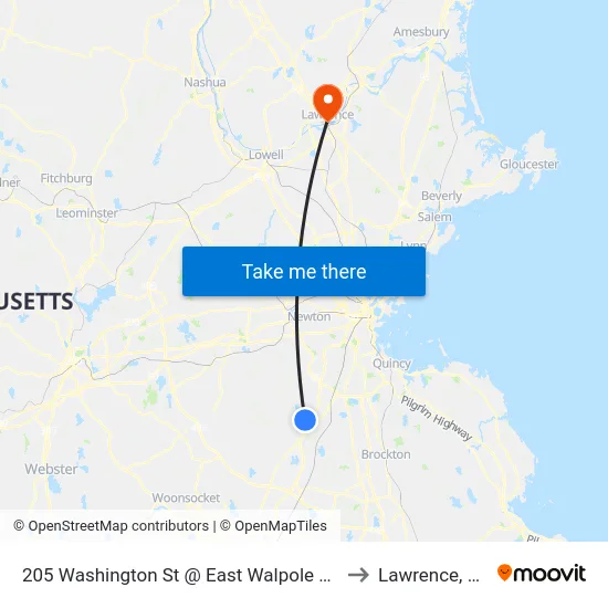 205 Washington St @ East Walpole Loop to Lawrence, MA map