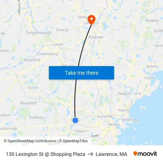 130 Lexington St @ Shopping Plaza to Lawrence, MA map