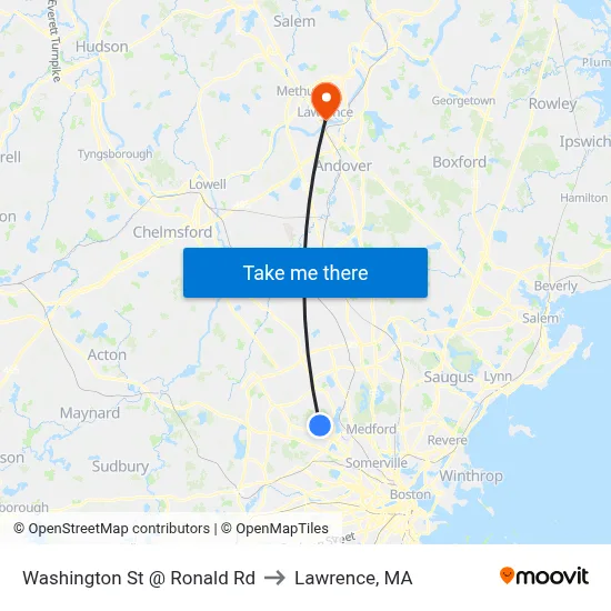 Washington St @ Ronald Rd to Lawrence, MA map