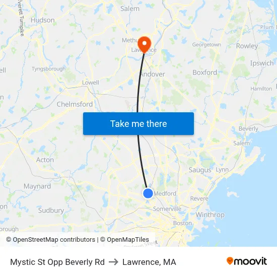 Mystic St Opp Beverly Rd to Lawrence, MA map