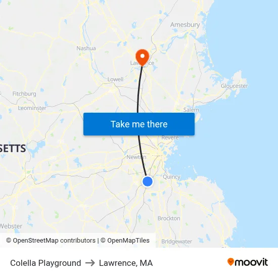 Colella Playground to Lawrence, MA map