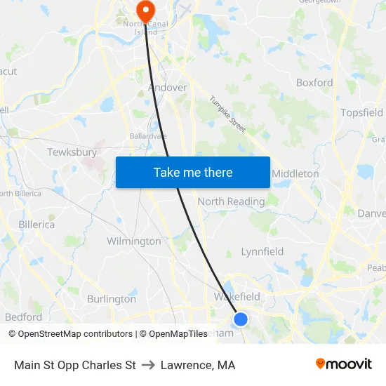 Main St Opp Charles St to Lawrence, MA map