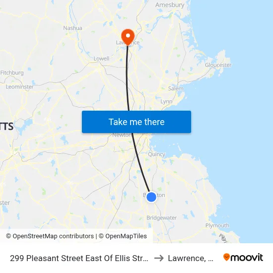 299 Pleasant Street East Of Ellis Street to Lawrence, MA map