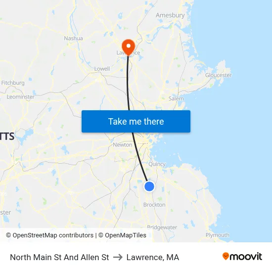 North Main St And Allen St to Lawrence, MA map