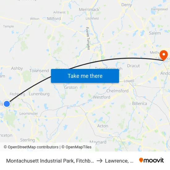 Montachusett Industrial Park, Fitchburg to Lawrence, MA map