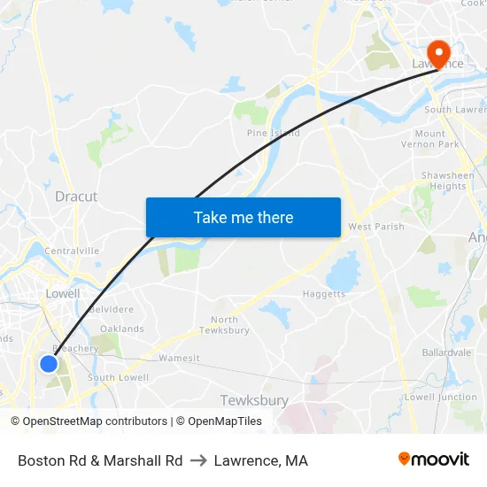 Boston Rd & Marshall Rd to Lawrence, MA map