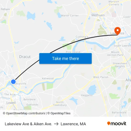 Lakeview Ave & Aiken Ave. to Lawrence, MA map