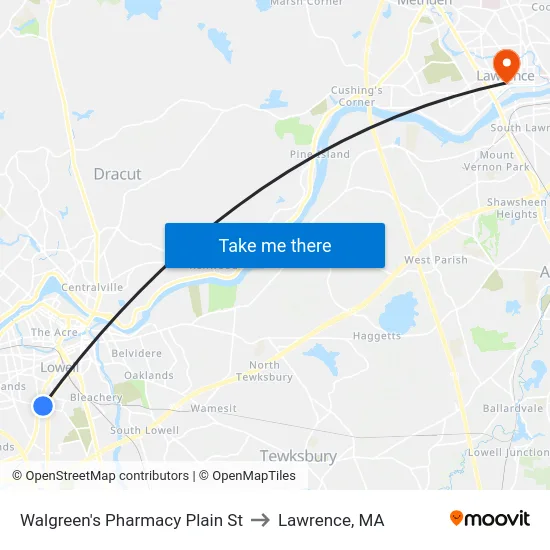 Walgreen's Pharmacy Plain St to Lawrence, MA map