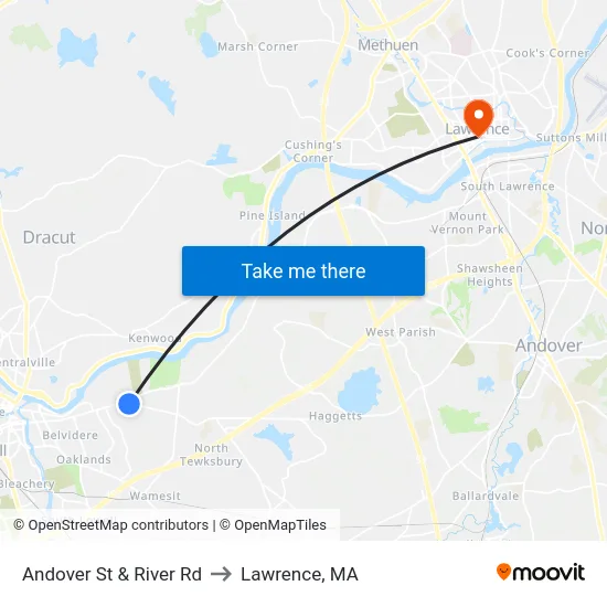 Andover St & River Rd to Lawrence, MA map