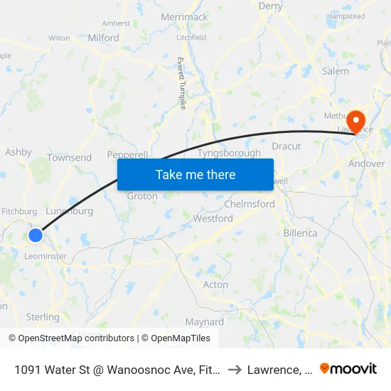 1091 Water St @ Wanoosnoc Ave, Fitchburg to Lawrence, MA map