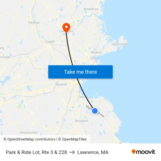 Park & Ride Lot, Rte 3 & 228 to Lawrence, MA map