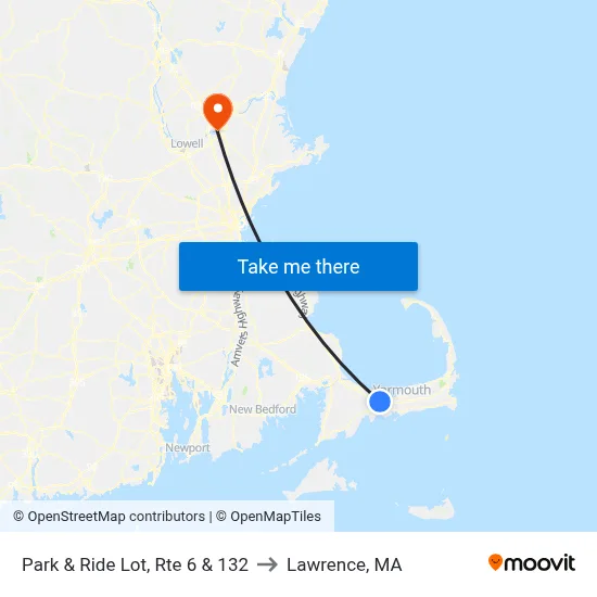 Park & Ride Lot, Rte 6 & 132 to Lawrence, MA map