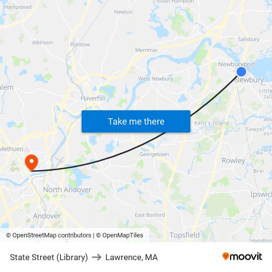 State Street (Library) to Lawrence, MA map