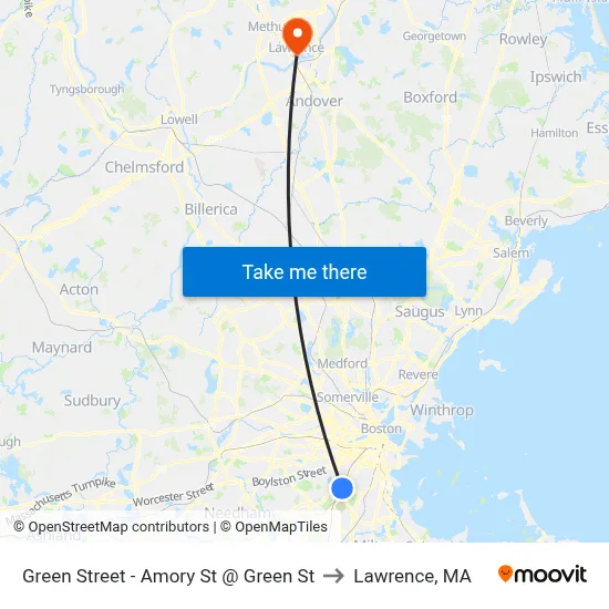 Green Street - Amory St @ Green St to Lawrence, MA map