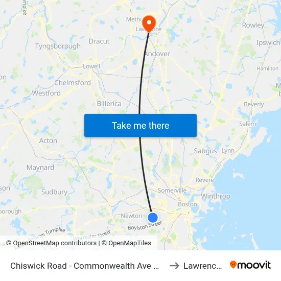Chiswick Road - Commonwealth Ave @ Chiswick Rd to Lawrence, MA map