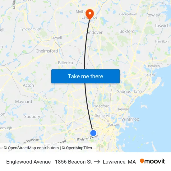 Englewood Avenue - 1856 Beacon St to Lawrence, MA map