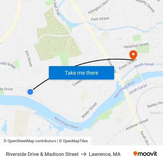 Riverside Drive & Madison Street to Lawrence, MA map