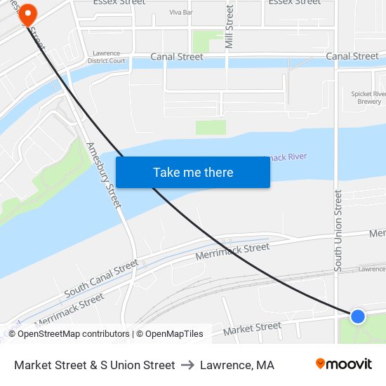 Market Street & S Union Street to Lawrence, MA map