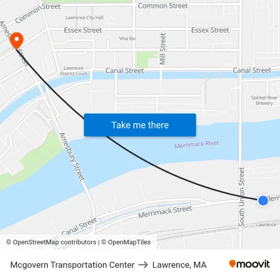 Mcgovern Transportation Center to Lawrence, MA map