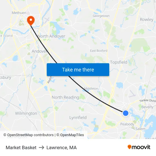 Market Basket to Lawrence, MA map