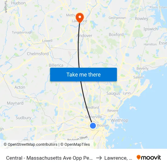 Central - Massachusetts Ave Opp Pearl St to Lawrence, MA map