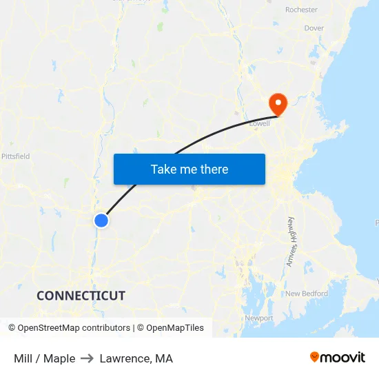 Mill / Maple to Lawrence, MA map