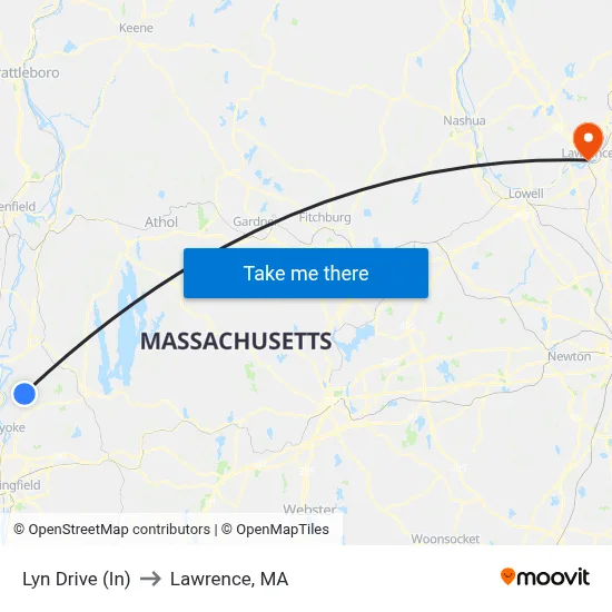Lyn Drive (N) to Lawrence, MA map